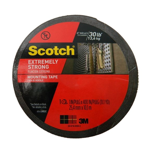 Scotch Extremely Strong Large Mounting Tape Adhesives 1-Inch X 400-Inch, 2 Pack - Picture 2 of 11